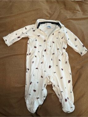 Ralph Lauren White Polo Ski Bear Print Baby One-Piece